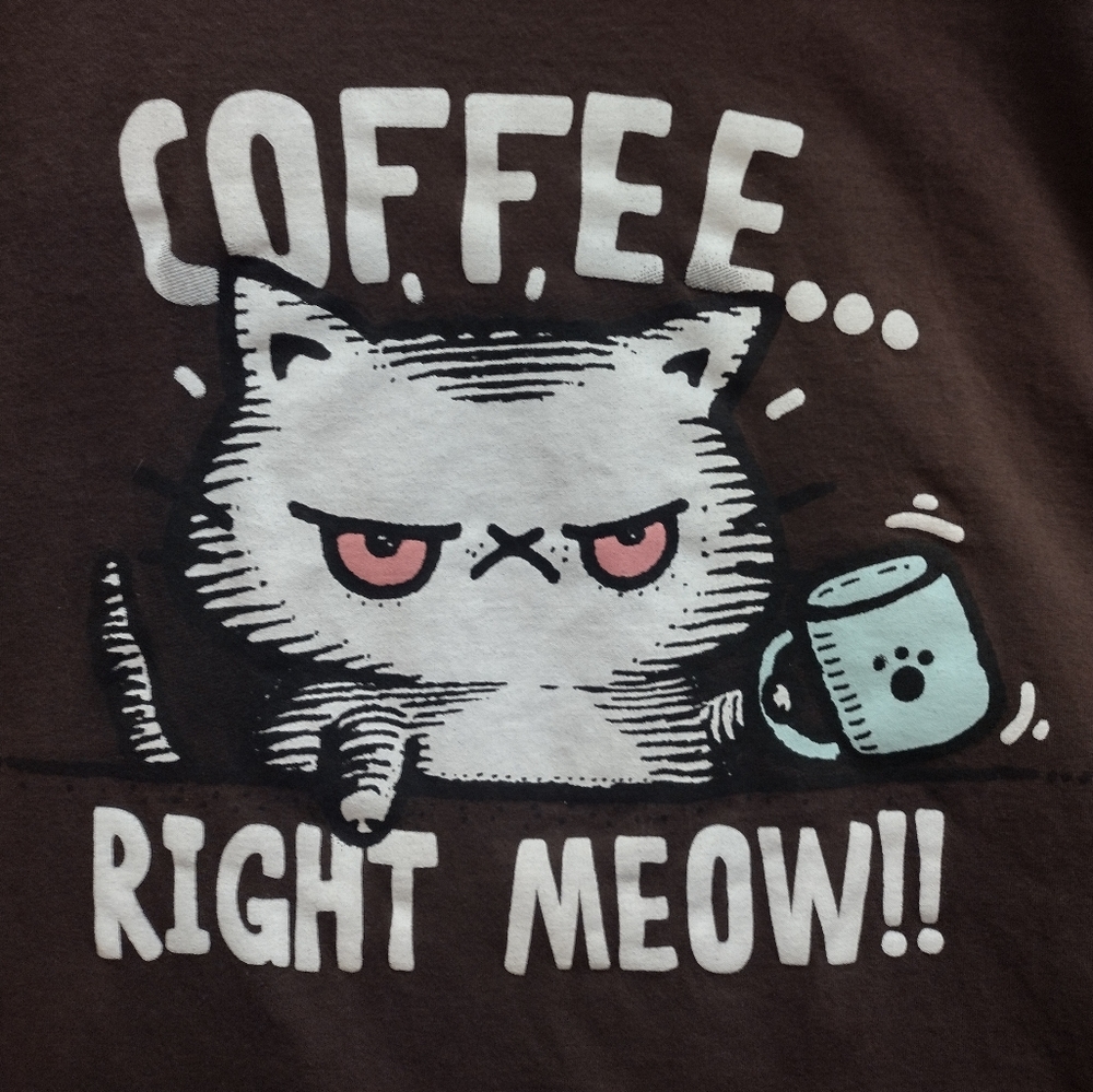 Woot Coffee Cat T Shirt 3X Brown